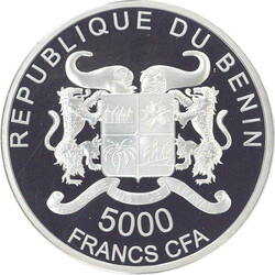 Republik Benin. 5000 Francs 2017. 5 Unzen Feinsilber, Oberfläche mit ...