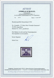 30 Pf ungezähnt, postfrisch, Attest vom 2.4.07 "echt, einwandfrei" ...