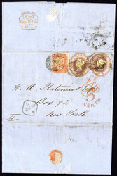 6 P (2) achteckiger Schnitt in MiF mit Nr. 8 auf vollständigem Brief ...