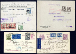 Bürgerkrieg. 5 Zensurbelege ins Ausland mit "Censura Militar"-St., ...