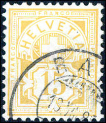 15 C lebhaftgelbocker, farbfrisch, üblich gezähnt, gestempelt (300 ...