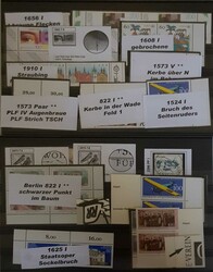 BRD. Sammlung Plattenfehler, Druckzufälligkeiten, Verzähnungen ...