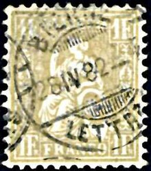 1 Fr goldfarben, gestempelt BIENNE 28.IV.82, Befund vom 23.1.94 Abt ...