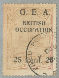 1918, G.E.A. BRITISH OCCUPATION 25 CENTS opt on 30h Yacht design ...