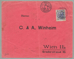 1905, 25h, blue on pink cover, cancelled with clear french cancel ...