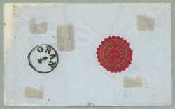 1864, 2 kr, yellow, perf. 14, and 3 kr green, perf. 9 1/2 on entire ...