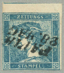 1851, blauer Merkur, Type Ib, oberes Randstück, gest. PAVIA, gut bis ...