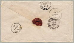1890, 4a olive-green and 1/2a deep blue-green, envelope from India to ...