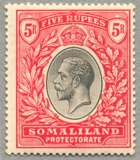 1921, 5 s, black and scarlet, LPOG, fresh and desirable, VF-XF! ...