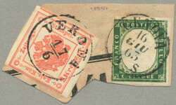 1859, Mixed franking Austrian/Lombardy newspaper stamp - Sardinia, ...