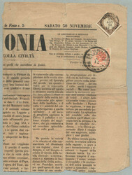 1861, Mixed franking Austrian/Lombardy newspaper stamp - Sardinia, ...