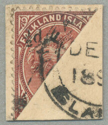 1891, 1/2d on half of 1d, brownish claret, on piece, used with ...