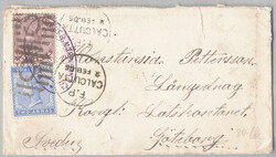 1886, 1 a. brown-purple + 2 a., pale blue on small envelope from ...