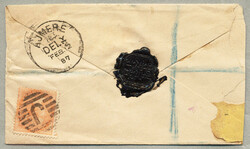 1887, East India 2AS orange reverse and 1/2A deep blue green front ...
