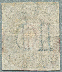 1862, 10 c, blue, imperf, used luxury RED cancel, wmk 10, close to ...