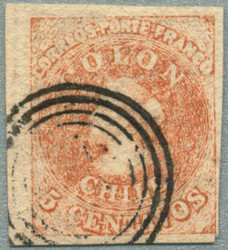 1854, 5 c, pale brown, Santiago printing, used, very fresh and ...