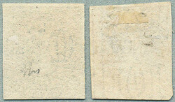 1854, 10c (2), light dull blue, imperf, Santiago Prints, touched to ...