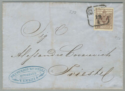 1854, DA VENEZIA COL VAPORE, on letter to TRIESTE, very fresh and ...