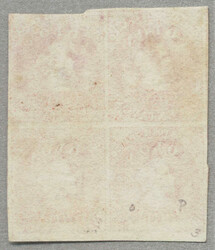 1856-62, 5c., block of four, rose red, imperf. white paper, SANTIAGO ...
