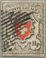 1850, 2 1/2 Rp, schwarz/rot, POSTA LOCALE, mit Kreuzeinfassung, ...