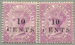 1888, 10 c on 4 d, mauve, shades, with surcharge 10/CENTS, perf 14, ...