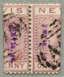 1883, 1/2 d on 1 d, pair, with violet surcharge, used, very fresh and ...