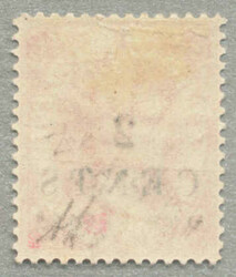 1888, 2 c on 6 d, rose, perf 14, with surcharge 2 CENTS variety ...