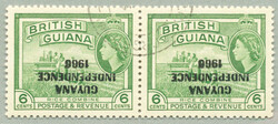 1967, 6c, green, Local overprints, pair used, LOCAL OPT INVERTED, a ...