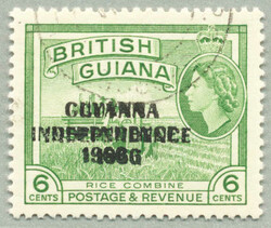 1967, 6c, green, Local overprints, used, LOCAL OPT DOUBLE, a very ...