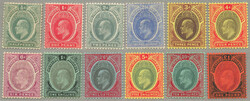 1907, 1/2d-£1, full set of (12), perf. 14, LPOG, excellent set, ...