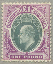 1904, £1, green and violet, key value of the set, perf. 14, LPOG, CV ...