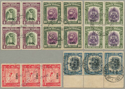 1945, nice lot of used units, 4c, 8c, 10c, $2, $5, (3) blocks of (4) ...