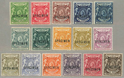 1896, 1a-5R, full set of (15 + 1 2 1/2 in violet blue), SPECIMEN opt, ...