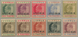 1902, 1/2pi-45pi, full set of (10), SPECIMEN opt, perf. 14, LPOG, gum ...