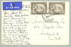 1949, 2x2a on Airmail picture postcard of the Britannia Club in Port ...
