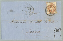 1867, 15 sld, brown on entire letter, cancelled SMIRNE, adressed to ...