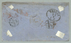 1866, 15 sld, brown (vertical strip of 3) for the 45 soldi rate of a ...