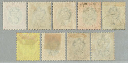 1901, 1/2d-10s, complete set of (9), used, wmk CA, great set, fresh ...
