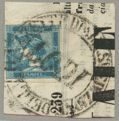 1851, 0,6kr, blau, Type Ib, Briefstück, entwertet mit LODI, sehr gut ...