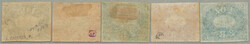 1863, 2 r., set of (5), in deep blue, red-brown, dark green, ...