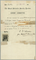 1908, 2 1/2 d. on 4d, black and blue, black surcharge by J. H. ...