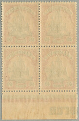 1915, 40 pf., black and carmine, block of (4) with bottom margin, ...