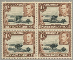 1938, 1s, black and yellowish brown, block of (4), lower right stamp ...