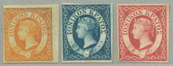 1859, 1/2d - 2d, complete set of (3), imperf, NG, all with close to ...