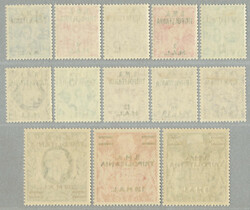 1948, 1l. on 1/2d-240I on 10s, complete set of (13), black surcharge, ...