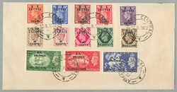 1950, 5c on 1/2d - 10s on 10s, on philatelic letter piece, all ...