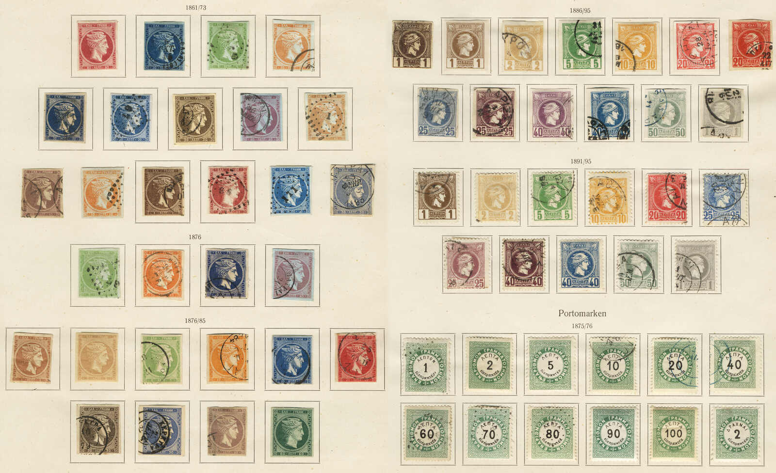 1862-91, exciting classic collection on 2 old album pages, mostly ...