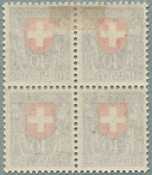 1922, gezähnt, im Viererblock, obere zwei Marken gefalzt/unteres ...