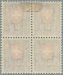 1922, gezähnt, im Viererblock, obere zwei Marken gefalzt/unteres ...