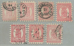 1866, 40pen, rose, 9 stamps showing a perfect rouletting, used, fresh ...